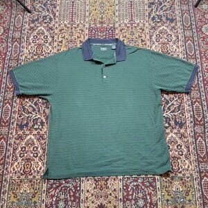 VTG 90s Haggar Golf Men's XL Green Stripe Polo Shirt Cool 18 Short Sleeve